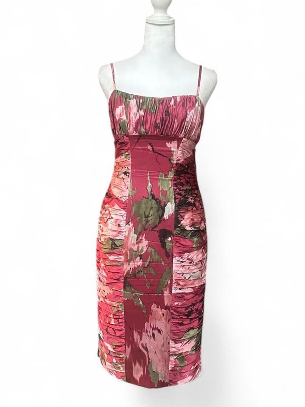 Vintage Adrianna Papell 100% silk rose cocktail dress